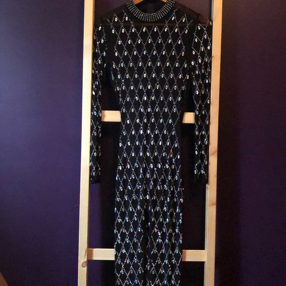 Navy Rhinestone Bodysuit - Picture 2 of 3